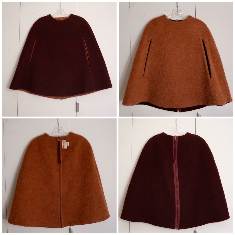 Alpaca Wool burgundy orange terracotta poncho Coat